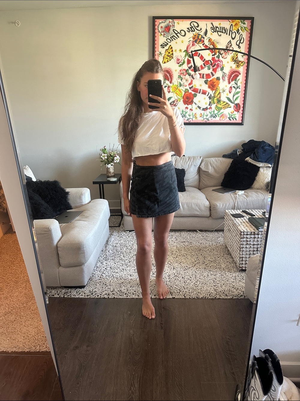 Ganni Black Zebra Mini Skirt